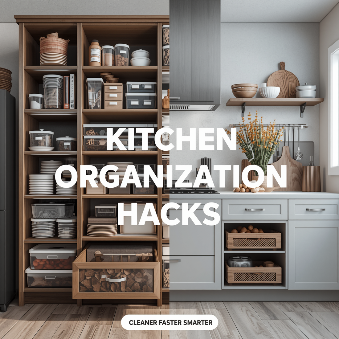 Modern organized kitchen with smart storage containers and practical organization tools for a cleaner cooking space.
