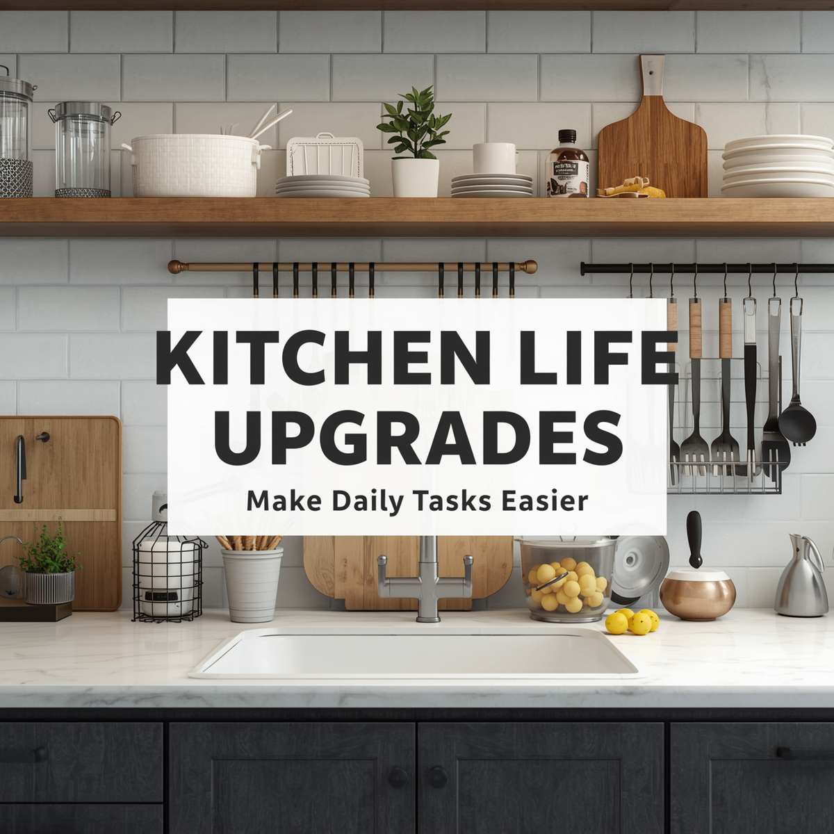 Modern organized kitchen with practical daily accessories and smart kitchen organization setup.
