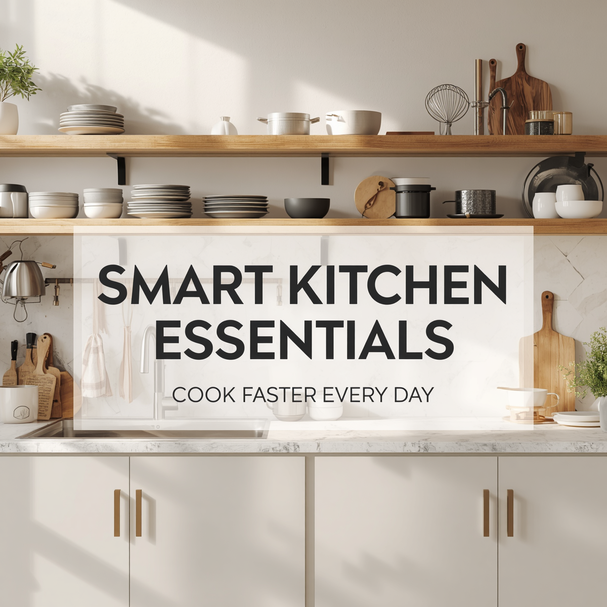 Modern kitchen countertop with practical smart kitchen essentials organized for faster and easier everyday cooking.