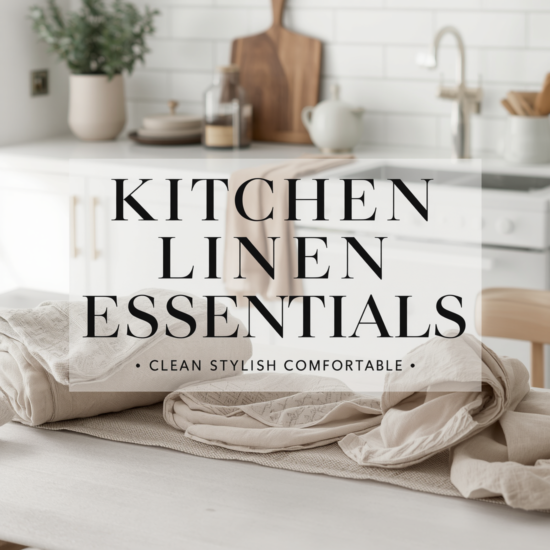 Modern kitchen linen setup with towels, drying mats, and stylish countertop accessories.
