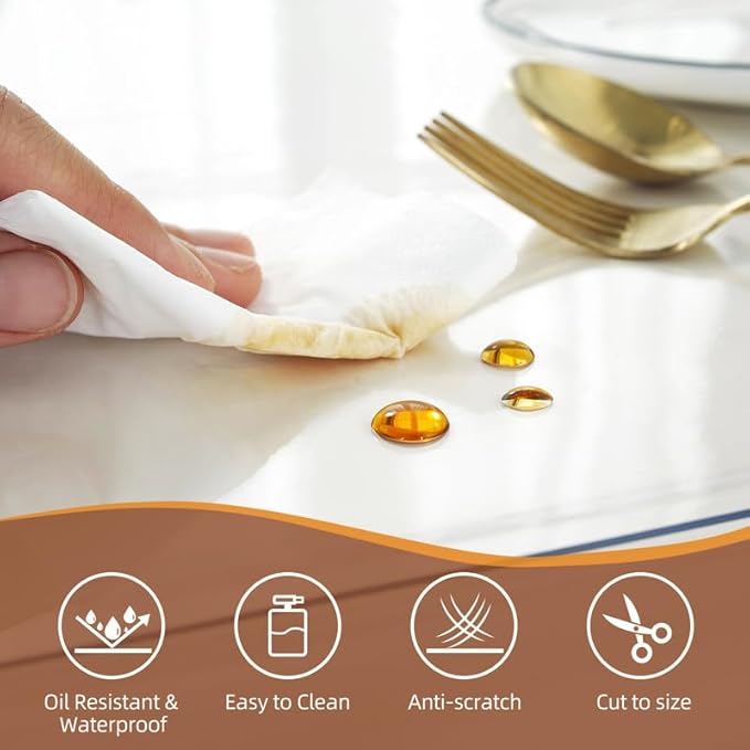 Warmstar Clear Table Cover Protector 18 x 72 Inch,1.5mm Thick Plastic Table Cover Rectangle,PVC Clear Table Protector,Desk Protector Mat for Kitchen, Dresser, Writing Desk，Dining Room Table