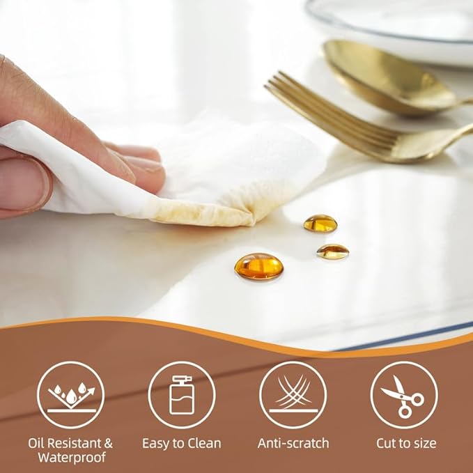 Warmstar Clear Table Cover Protector 39 x 79 Inch,1.5mm Thick Plastic Table Cover Rectangle,PVC Clear Table Protector,Desk Protector Mat for Kitchen, Dresser, Writing Desk，Dining Room Table