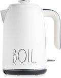 Rae Dunn Electric Hot Water Kettle - Stainless Steel Coffee Maker, Tea Kettle, Swivel Base, With Automatic Shut Off Boil-Dry Protection, Easy Pour Pitcher, 1500 Watt Boiling Power, 1.7 Liters, Cream
