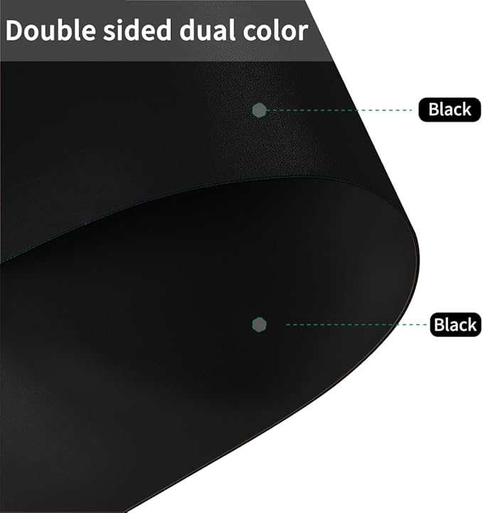 Leather Desk Mat,1.8mm Thick,16x60 Inch Desk Cover,Desk Protector Mat,Dresser Cover Top,Leather Table Cover,Side Table Cover,Office Desk Cover,Office Table Cover(Black+Black,16x60)