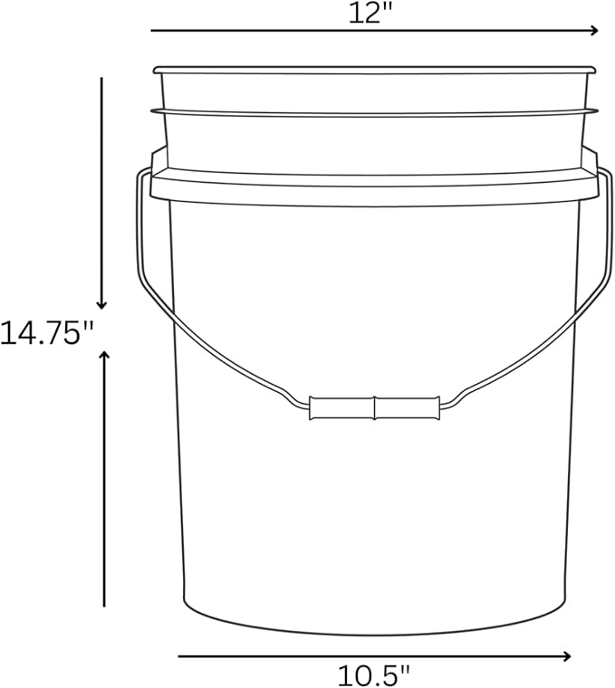 House Naturals 5 Gallon Premium HPDE Plastic Bucket - Made in USA Food Grade Storage Container, BPA Free All Purpose Pail (3, Red)