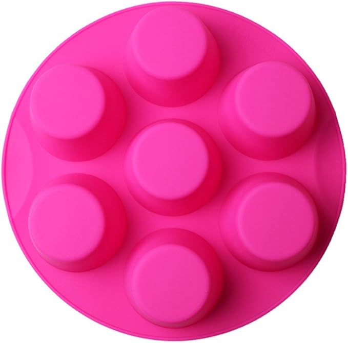 Silicone Muffin Pans for Air Fryer 7 Cavity Muffin Tray Cupcake Pan Nonstick Brownie Cake Mold Round Pudding Recipe Tray Bakeware