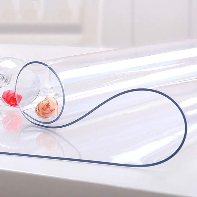 NECAUX Custom 42 x 87 Inch Clear Table Cover Protector, 1.5mm Thick Wood Grain Transparent Table Pad Non-Slip Tablecloth Plastic Protective Pad for Dining Room Table, Conference Table