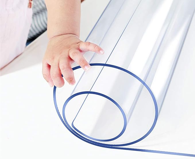 Wadrac Multisize Plastic Clear Table Cover Protector-1.5mm Thick 39x102 inch Non-Slip for Dining Table