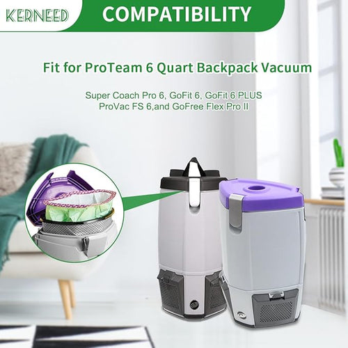 12 Pack 107314 Micro Filter Bags Replacement for ProTeam 6 Quart Backpack Vacuum: Super Coach Pro 6, ProVac FS 6, GoFit 6, GoFit 6 PLUS and GoFree Flex Pro II