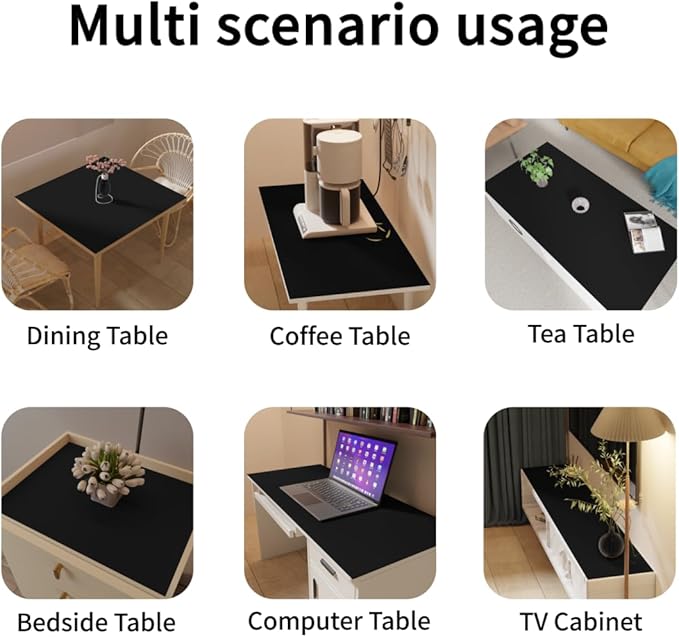 Desk Protector Mat - 12x48 Inch Waterproof Easy to Clean Can Conceal Flaws Protector The Table Top from Scratches Used for Coffee Table Office Table Dresser(Black+Gray 12x48)