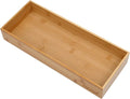 Bamboo Drawer Organizer - Kitchen Utensil Organizer Silverware Tray Cutlery Holder，Office Desk Supplies and Accessories (15X5.9X2.6 inch)