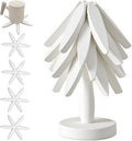 Wooden Trivets for Hot Dishes, Tree Shape Trivet Set, 4 Walnut Wood + 1 Stand stored Like a Christmas Tree,Foldable Kitchen Wooden Trivet,for Hot Dishes、Pot、Bowl、Teapot、Hot Pot Holder (White)