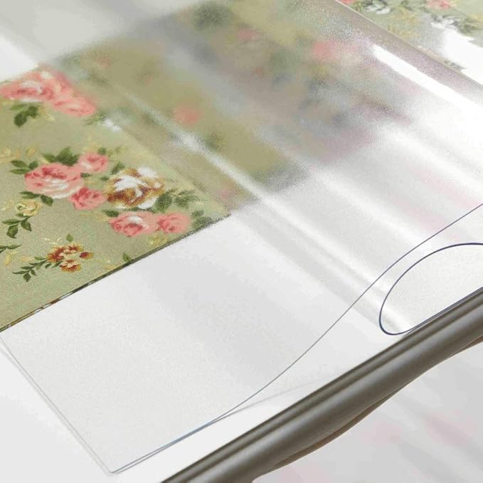 NECAUX Custom 36 x 98.5 Inch Frosted Table Cover Protector, 1.5mm Thick Wood Grain Transparent Table Pad Non-Slip Tablecloth Protector for 9 Foot Plastic Protective Dining Room Table, Meeting Table