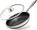 KITEXPERT Non Stick Frying Pans with Lid, 8" Titanium Ceramic Pan Nonstick Stainless Steel Skillet, PFAS PFOA & PTFE Free, Quick-Cool Handle, Dishwasher & Oven Safe, Compatible with All Cooktops