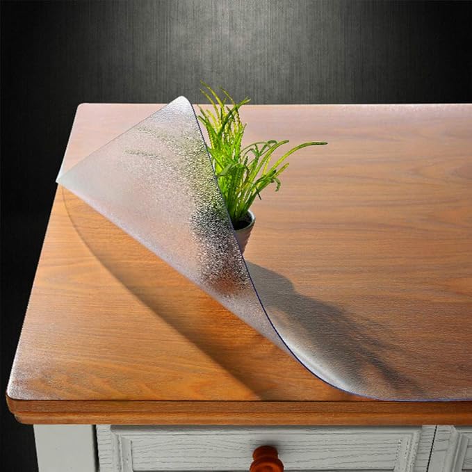 NECAUX Custom 18 x 78 Inch Frosted Table Cover Protector, 1.5mm Thick Water Resistant Plastic Non-Slip Table Pad Table Cover Protector for Coffee Table, Writing Desk, Trainning Table, Vanity Table