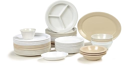 Carlisle FoodService Products Dallas Ware Reusable Plastic Bowl Bouillon Cup Bowl for Home and Restaurant, Melamine, 8 Ounces, Bone, (Pack of 24)