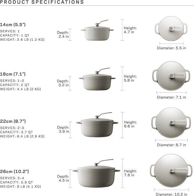 Vermicular Oven Pot 2.0 | Lightweight Enameled Cast Iron Pot | 22cm (3.7 Qt) | Non-Toxic | Induction-compatible | Dutch Oven | Made in Japan | Oyster Gray
