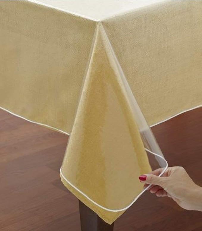 Home Bargains Plus Hotel Quality Crystal Clear Vinyl Tablecloth Protector, 6 Gauge Heavy Duty Thick Vinyl Super Clear Tablecloth Covers (60" x 84" Oblong)