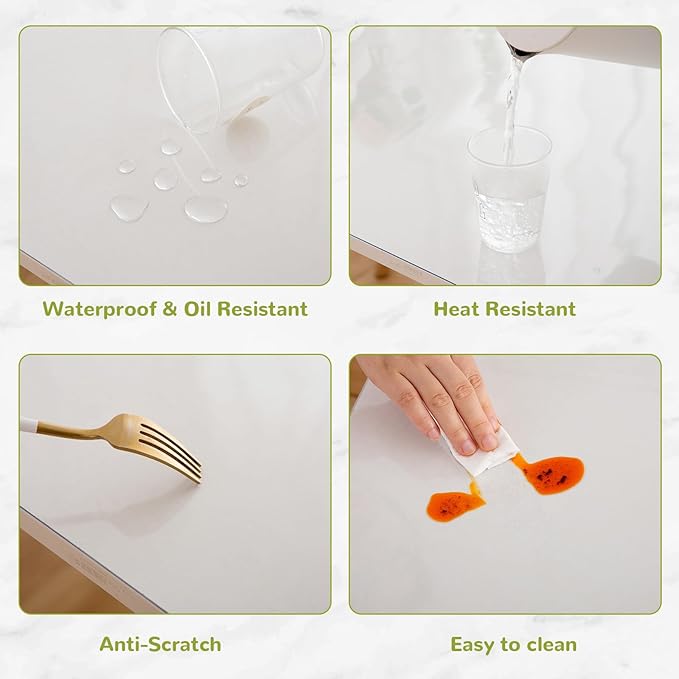 Clear Table Cover Protector, 32 x 63 Inch, 1.5mm Thick Plastic, Waterproof Table Pad for Dining Room, Kitchen, Office