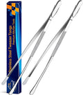 JETKONG 2 Pieces Long Food Tweezers Kitchen Tweezer Tong Chopsticks Tongs Stainless Steel Kitchen Cooking Forceps