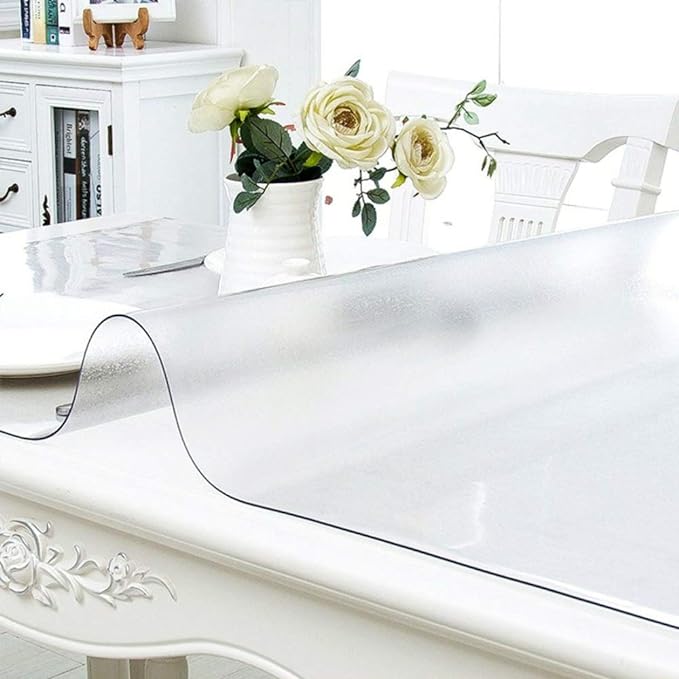 NECAUX Custom 28 x 80 Inch Frosted Table Cover Protector, 1.5mm Thick Water Resistant Plastic Non-Slip Protective Table Pad Decorative Tablecloth for Meeting Table, Trainning Table, Conference Table