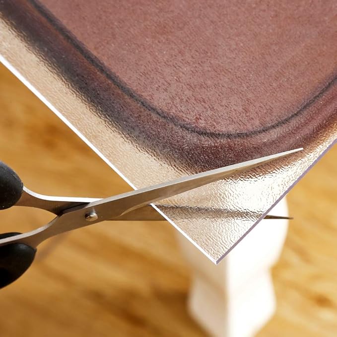 NECAUX Custom Multi-Size 1.5mm Thick Clear PVC Table Cover Protector - 36 x 48 Inch Plastic Protective Table Pad Kitchen Wood Grain Vinyl Table Cover