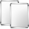 E-far Stainless Steel Baking Sheets, 12.4” x9.7” x 1” Baking Cookie Sheets Pans for Oven, Non-toxic Metal Trays for Cake Cookies, Healthy & Rust Free, Mirror Finish & Dishwasher Safe, 2 Pack