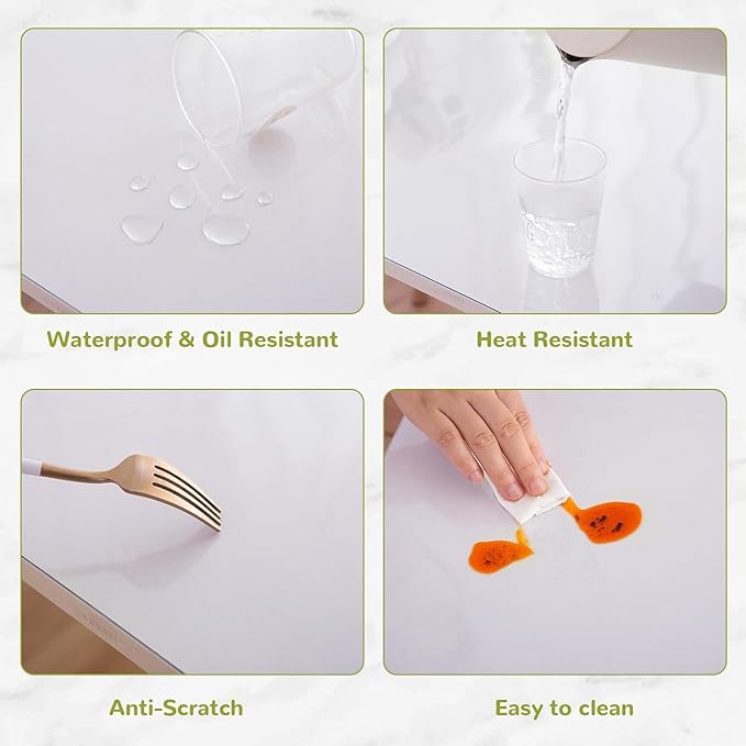 24" x 30" Clear Table Cover Protector, Waterproof PVC Table Pad for Dining Room, Kitchen, Office