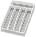 Silverware Organizer Utenisl Organizer Holder Kitchen Drawer Organizer Plastic Silverware Tray for Drawer Flatware Organizer 5 Compartment White