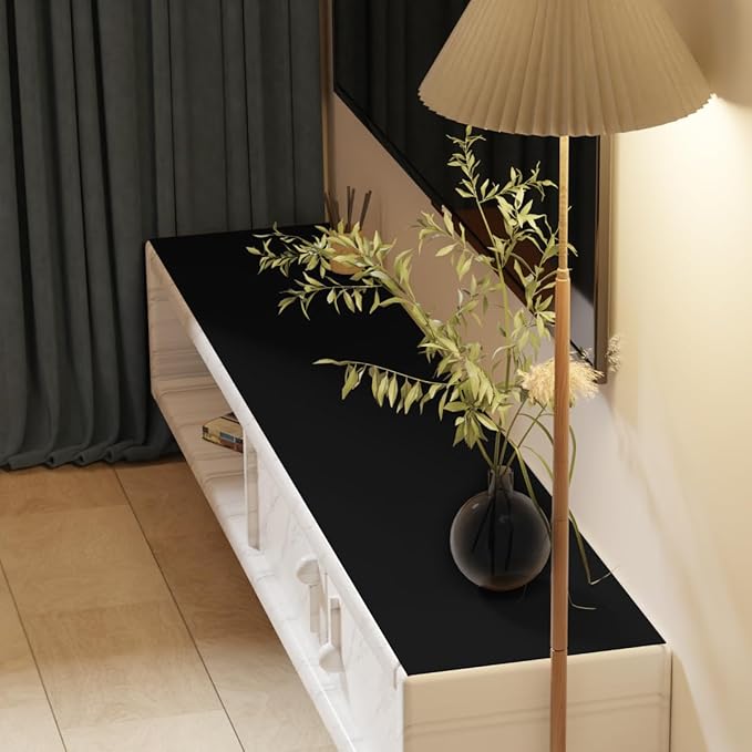 Leather Desk Mat,1.8mm Thick,12x66 Inch Desk Cover,Desk Protector Mat,Dresser Cover Top,Desktop Cover,Dresser Cover Top for Bedroom,Table Protector Mat(Black+Black,12×66)