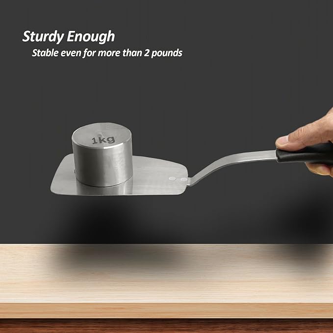 Stainless Steel Flexible Spatula Solid Turner, XiaoZu Thin Metal Spatula for Cast Iron Skillet, Thin Blade and Heat Resistant Silicone Handle, Great for Egg, Cookie, Meat, Crep, Medium