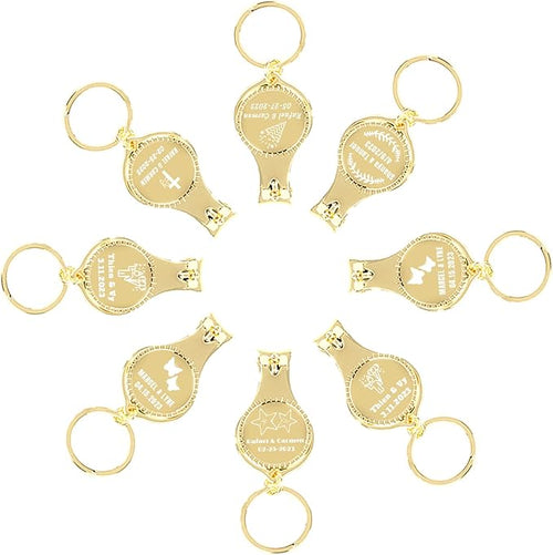 10pcs Personalized 4 in 1 Multi Function Bottle Opener, Nail Clipper, Wedding Favors Brewery, Private Customized, Gold, Multitool Gifts for Men
