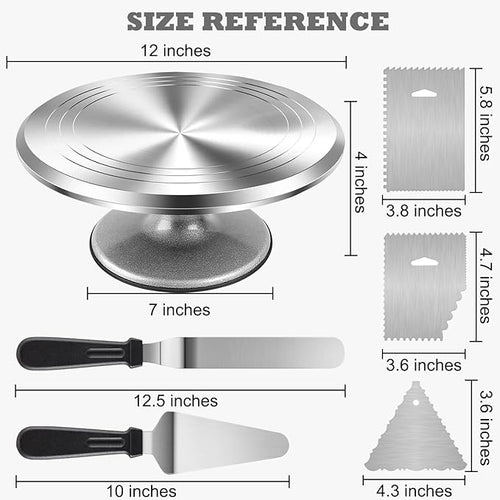 12 Inch Aluminium Rotating Cake Stand Turntable, Cake Decorating Kit Supplies with Icing Piping Tips, Frosting Spatulas, Pastry Bags, Scrapers and Other Cake Decorating Tools (85Pcs)