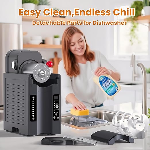 Slushie Machine No Ice Needed: Soft Serve Ice Cream Machine,Slushy Machine for Home with 6 Preset Programs, Quiet Operation, LED Display, Auto-Clean,Perfect for Milkshakes, Margarita Smoothie, Frappés