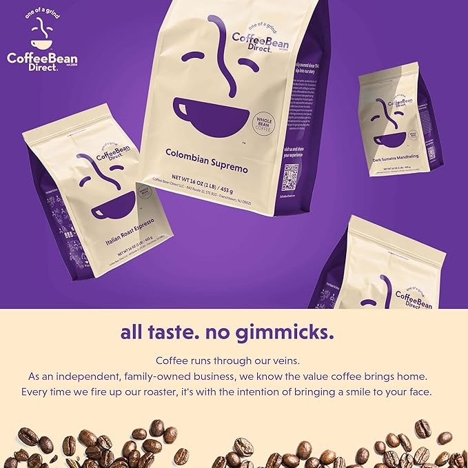 Coffee Bean Direct Sumatra Mandheling, Whole Bean Coffee, Light Roast, 5 Pound Bag (Pack of 1)