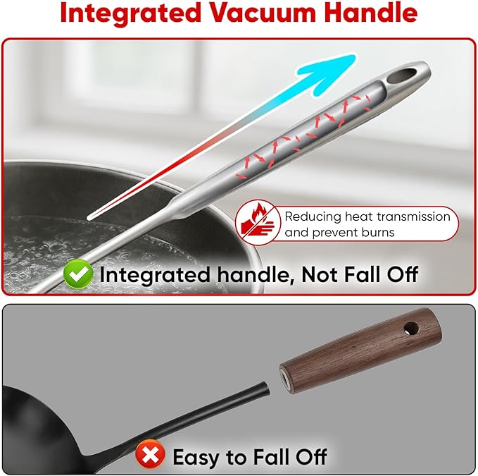 5 Pcs Newness Cooking Utensils Set, 304 Stainless Steel Kitchen Utensils Set, Metal Kitchen Accessories, Include Soup Ladle, Slotted Skimmer Spoon, Spaghetti Spoon and Spatula, Dishwasher Safe