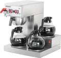 12 Cup Commercial Coffee Maker, Auto Filling Drip Coffee Maker Machine with 3 Glass Carafes 3 Warmers, Stainless Steel Pour Over Coffee Brewer with Hot Water Supply for Restaurant Office Cafe