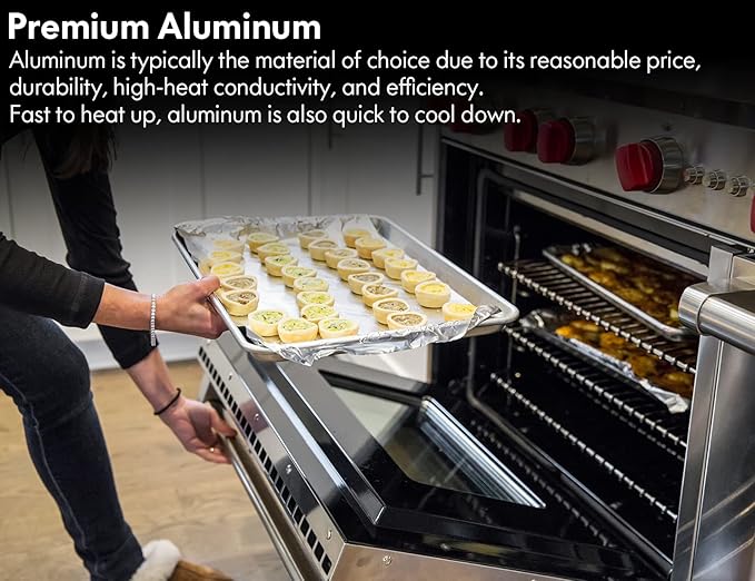 CURTA 12 Pack Aluminum Sheet Pan, NSF Listed Half Size 13 x 9 inch Commercial Bakery Cake Bun Pan, Baking Tray