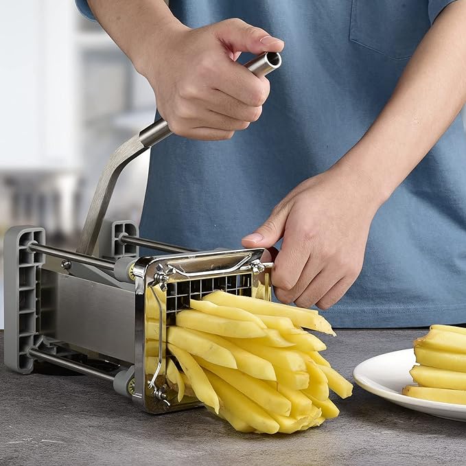 French Fry Cutter, Sopito Professional Potato Cutter Stainless Steel with 1/2-Inch Blade Great for Potatoes Carrots Cucumbers
