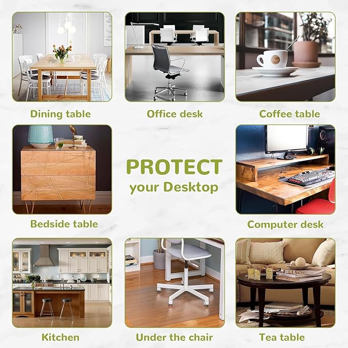 24 x 120 Inch Clear Table Cover Protector, Clear Table Protector for Dining Room Table, 1.5mm Plastic Table Cover, Waterproof Table Pad for Kitchen, Office