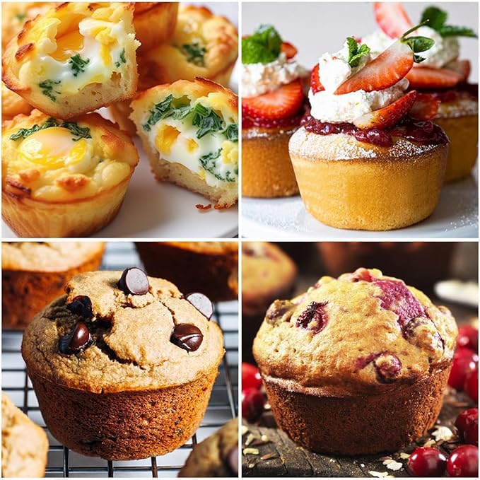 Large Muffin Pan, Metal Reinforced Frame 3.5 Inch Jumbo Silicone Muffin Pan Nonstick 6 Cups for Baking Jumbo Muffin, Frittatas, Jumbo Cupcakes 2 Pack Confetti