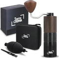 Manual Coffee Grinder – Precision Stainless Steel Conical Burr Hand Grinder for Espresso, Pour Over, French Press & Aeropress – All-in-One Travel Kit with Carry Case, Brush & Air Blower