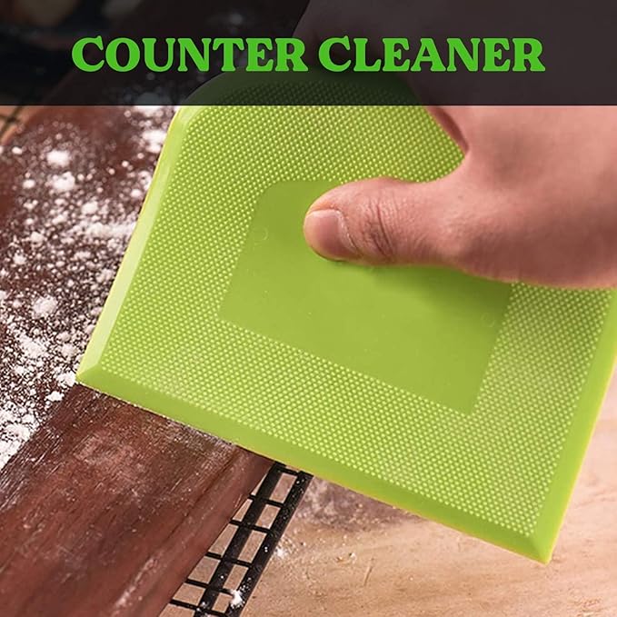 SURDOCA Dough Scraper Bench Scraper - 3P 7.1x4.9" Plastic Flexible Bowl Scraper, Sharp Edge & Angles Cake Scraper. Non-Slip Bakeware Decorating Tools Sculpting & Modeling Tools - Green+Blue+Green