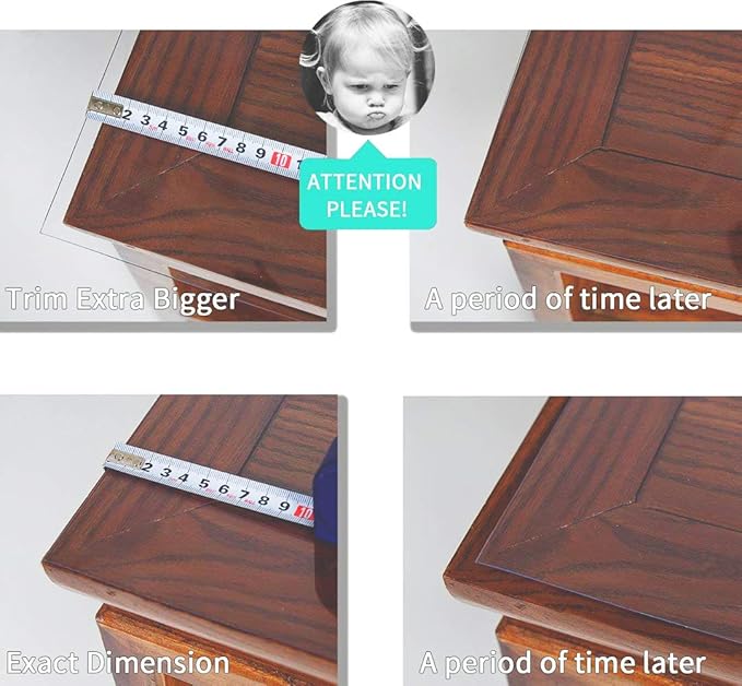 NECAUX Custom 56 x 120 Inch Clear Table Cover Protector, 1.5mm Thick Wood Grain Transparent Table Pad Non-Slip Tablecloth Plastic Protective Pad for Dining Room Table Conference Table Meeting Table