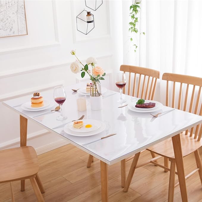14 x 60 Inch Clear Table Cover Protector, Clear Desk Mat, Clear Table Protector, 1.5mm Thick Plastic Table Cover, Vinyl Table Protector, Clear Desk Pad, Desk Mats on Top of Desks