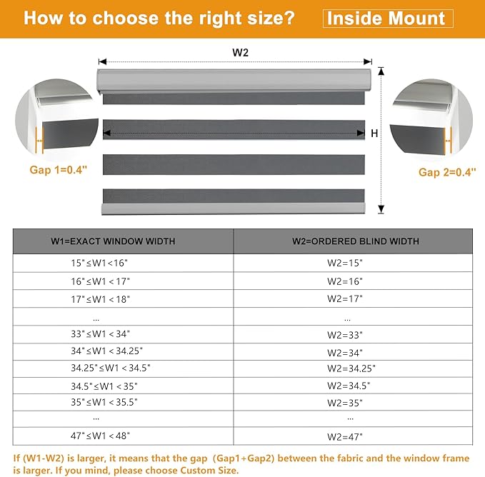Persilux Zebra Blinds for Windows, Cordless Roller Blinds (34.5" W x 72" H, Grey) Light Filtering Sheer Window Treatments, Light Control for Day and Night, Room Darkening Roller Shades for Windows