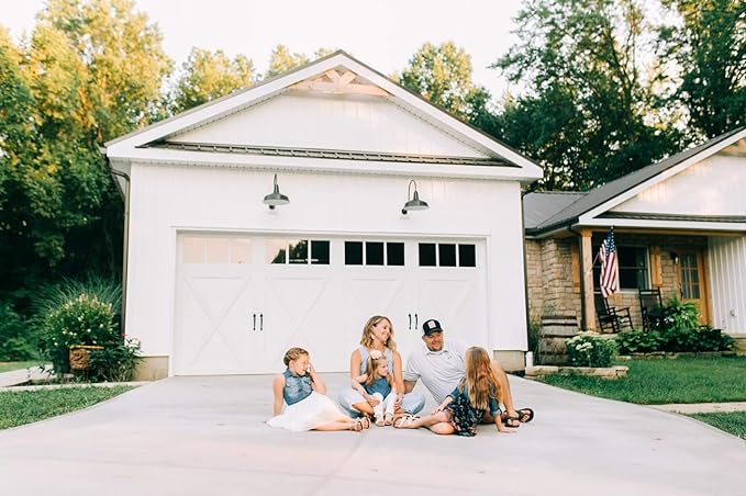 Steel Lighting Co. Gardena Barn Light | Outdoor Wall Mounted | 16" Dome | Upslope Gooseneck | Farmhouse Light Made in America | Red Exterior/White Interior