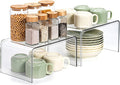 Clear Cabinet Organizer, Shelf Organizer Set of 2 for Kitchen Pantry Organizers and Storage, Display Cabinet Shelf Room Decor Countertop Desk Shelves, Patented Spice Organization for Cabinet
