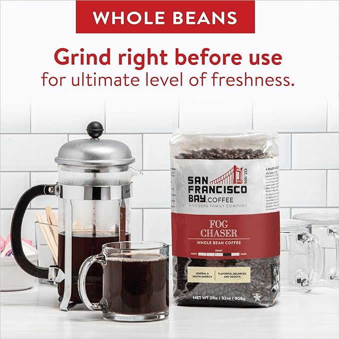 San Francisco Bay Coffee - Medium-Dark Roast Whole Bean Coffee - Fog Chaser (2 lb bag)