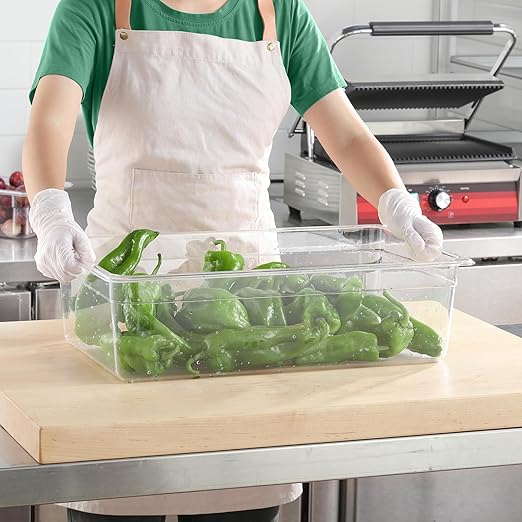 EGGKITP Full Size Clear Food Pans 6 pack 6 Inch Deep Pan Stackable Polycarbonate Food Pan for Restaurant Use BPA free freezer-safe Clear